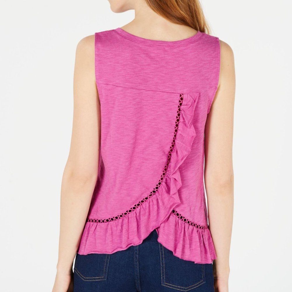 Maison Jules Womens Ruffled Lace Inset Tank Top - Picture 2 of 5